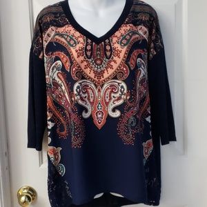 BLEU Mixed Media Top